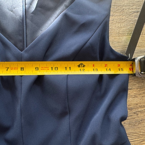 Kay Unger Begonia Ruffled A-Line Midi-Dress Navy Blue Cocktail Evening 2 - Picture 8 of 11